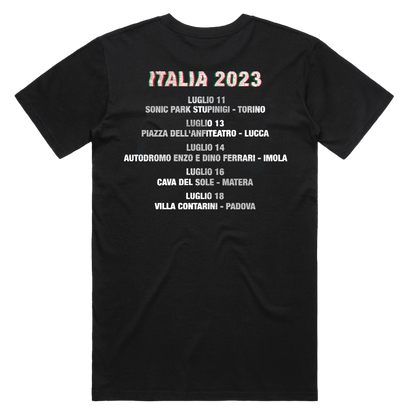 'GLITCH TOUR' BLACK T-SHIRT - THE ITALIAN EDITION