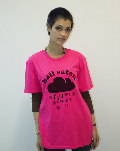 'HAIL SATAN' PINK T-SHIRT