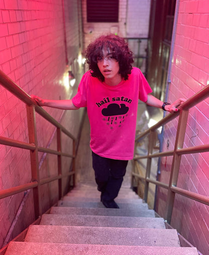 'HAIL SATAN' PINK T-SHIRT